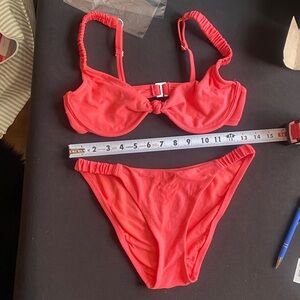 Coral Bikini Set M push up terry cloth material